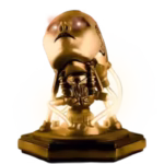 Project AD-01 front view of Android LED Art Sculpture Aurum With golden energy tubes Handmade By Artist freaky-Deek