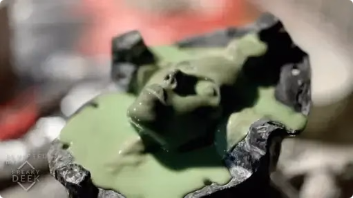 closeup of polymer clay sculpture molding process of Project AD-01 sculpted by freaky-Deek, android face