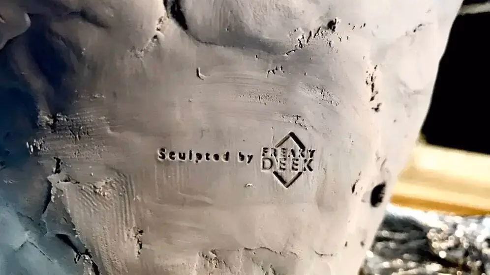 polymer clay sculpture sculpted by freaky-Deek with Logo imprint by hand